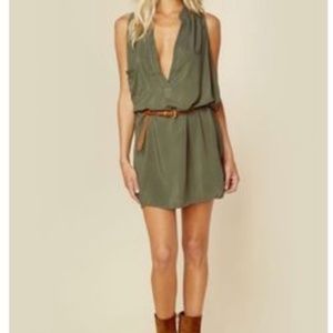 Blue Life Olive Green Sleeveless Shirt Dress